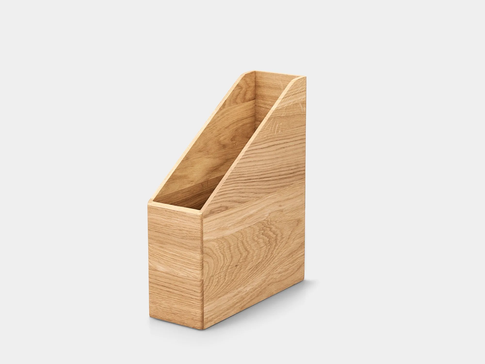 Oak A4 file holder on a grey background